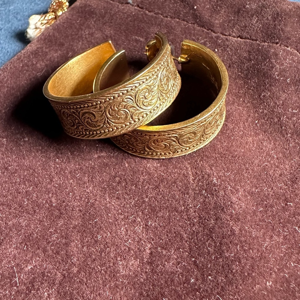 YSL vintage stamped hoop earrings